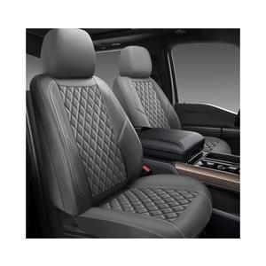 Premium Leather Car Seat Covers Full Set,Universal Fit for Cars,Trucks&SUVs,Waterproof Car Seat Cushion,Full Coverage Car Seat Protector with 5 Seats,Grey