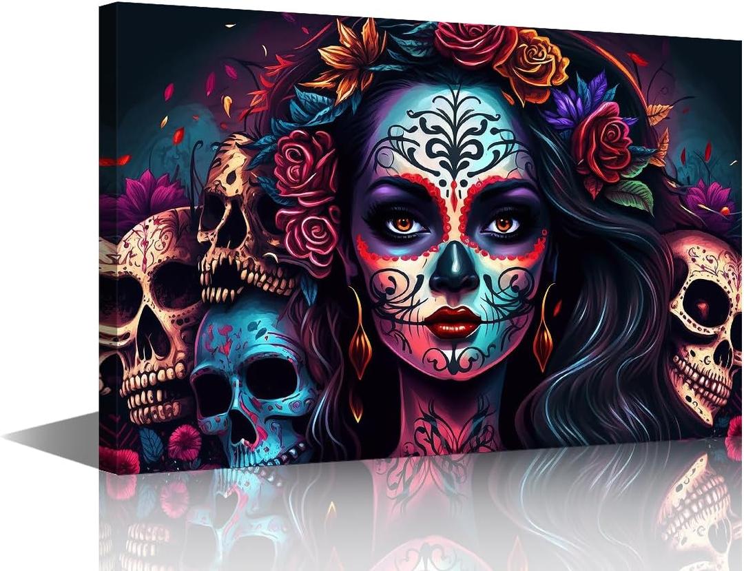 TUMOVO Mexican Woman Pictures Pictures 1Piece Canvas Wall Art for Living Room Black Artwork Modern House Decoration Framed Ready to Hang Posters and Prints 36x24in, 24"Wx36"H