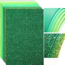 Feifeiya 48 Pack EVA Foam Sheets 8 x 12 Inch,12 Glitter Sparkle Foam Sheet 36 Regular Foams Sheets for DIY Crafts Office Project Art Party Decor 2mm Thickness A4Gradient Green)