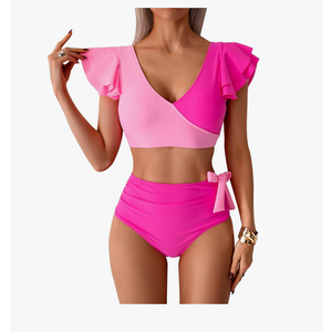 Womens One Piece Swimsuits-Sexy Deep V Neckline Tummy Control Bathing Suit Slimming Mesh Swimwear, M