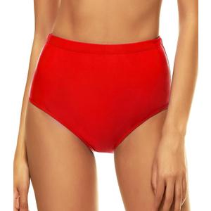 Bellecarrie Women's High Waisted Bikini Swim Bottoms Full Coverage Tankini Swimsuit Bottoms Dance Briefs (Medium, Red)
