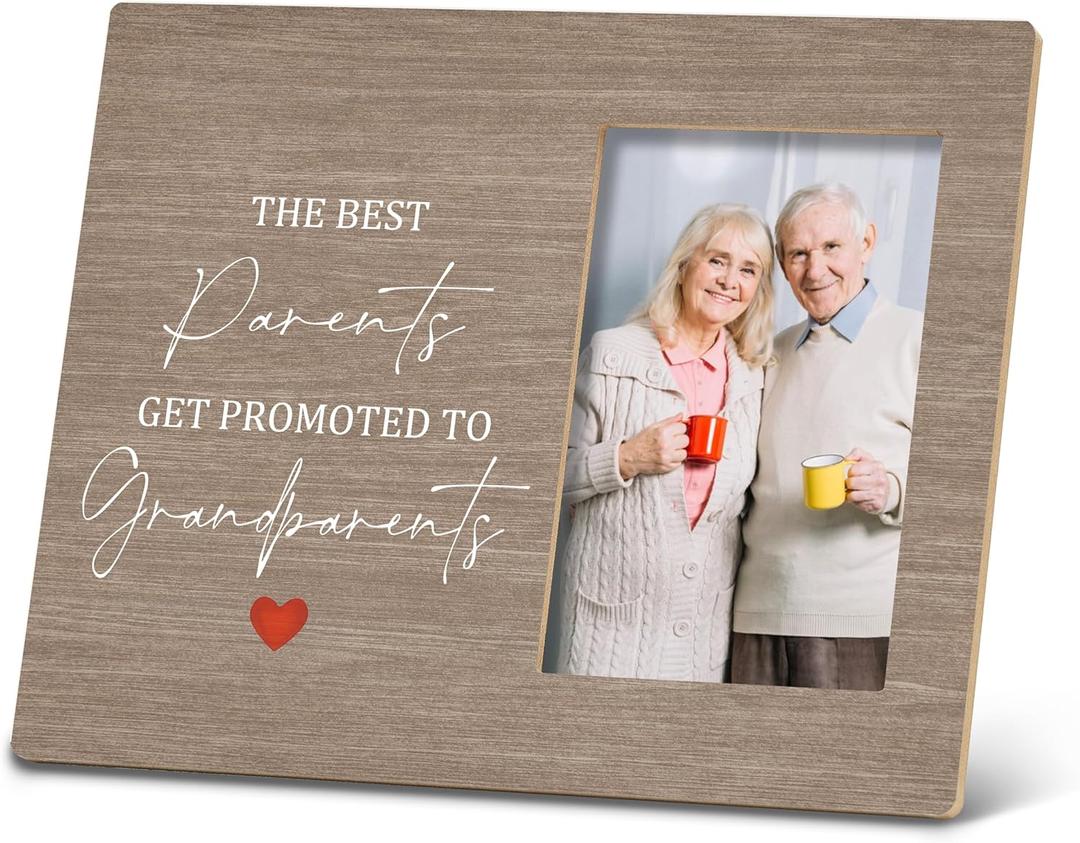 SRADMO Grandparents Picture Frames,Grandkids Photo Frame,The Best Parents Get Promoted To Grandparents Picture Frame,Baby Grandpa Grandma Photo Frame 108,Grandparents Baby Announcement GiftsWooden (8x10 inch, Brown)
