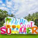 Halloscume 6.6 ft Hello Summer Inflatable Outdoor Decoration Blow up Hello Sweet Colorful Words Built in LED Lights for Summer Hawaiian Beach Surfing Party Yard Lawn Supplies