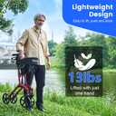 Lightweight Folding Walker with Seat for Seniors, Rollator Walker with Dual Brakes for Safety, 8" Big Wheels for All Terrain, Adjustable Height and 300 lbs Capacity