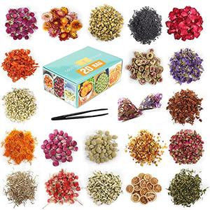 30 Bags Dried Flowers,100% Natural Dried Flowers Herbs Kit for Soap Making, DIY Candle Making,Bath - Include Rose Petals,Lavender,Don't Forget Me,Lilium,Jasmine,Rosebudsand More