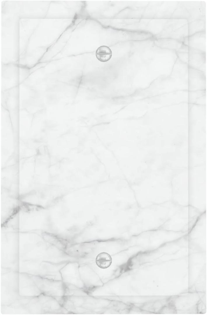 White Grey Marble Print No Device Single Blank Light Switch Plates Outlet Covers Gray Decorative Wall Plate Electrical Switchplate Decor Accessories 5"x3"