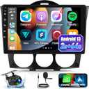 2+64G Android Car Radio for Mazda RX-8 RX 8 RX8 2003-2008 with Wireless Carplay & Android Auto - 9 Inch Touchscreen Radio with Equalizer, WiFi, GPS, SWC, Mirror Link + AHD Backup Camera