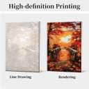 HeeBenor Framed Paint by Numbers Kit for Adults, Autumn Leaves Paint by Numbers Kit for Adults with Easel, DIY Landscape Paint by Number with Frame, Adult Paint by Number Kits Framed Canvas 8x12 Inch