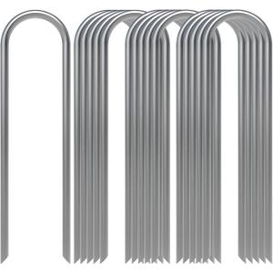 AAGUT 16 Pack Garden Landscape Staples 6 Inch Soaker Hose Stakes 11 Gauge Drip Line Irrigation Stakes Water Hose Hooks Galvanized Lawn U Pins Sod Nails for Chicken Wire, Drip Tubing, Dog Fence