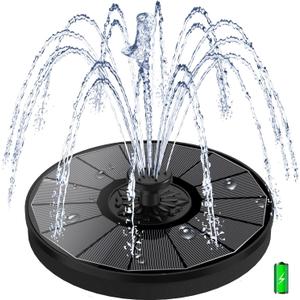 Yzert Solar Fountain with 2000 mAh Battery Backup Works in Cloudy, Glass Solar Powered Bird Bath Fountains with 7 Nozzles, 3.5 W Solar Fountain Pump for Birdbath,Garden, Outdoor, Pond (Black)