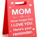 Lodeskee Mom Birthday Gifts, Valentines Day Gifts for Mom from Daughter Son, Mothers Day Gifts for Mom Mother in Law Stepmom Bonus Mom Single Mom, Cool Decorative Signs & Plaques for Mom, Red 4 Pack