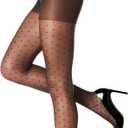Berkshire - 8012 Women's Silky Sheer Legs - High Waist Control Top Pantyhose Hosiery with Polka Dot Design Tights for Women (1X-2X)