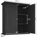ChooChoo Bathroom Wall Cabinet Set of 2, Over The Toilet Space Saver Storage Cabinet, Medicine Cabinet with 2 Door and Adjustable Shelves, Cupboard, Black