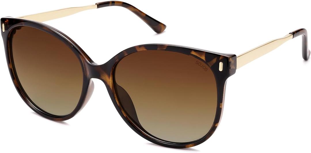 SOJOS Round Polarized Sunglasses for Women Men Oversized Trendy UV Protection Shades (Brown/Brown)