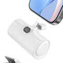 Ultra Mini Power Bank with Stand, Small Portable Charger with USB C Connect Powerbank Fast Charging, Phone Charger Battery Pack 5000mAh Compatible with iPhone 16/15 Series and Android etc, White