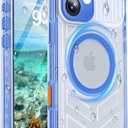 Haireca for iPhone 16 Plus Waterproof Case with Magsafe, Built in Camera Control [Screen Protector] [Lanyard], IP68 Military Full Body Shockproof, for Water Sports Outdoor Work, 6.7" Frosted Blue