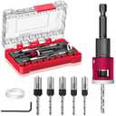 BURMONG 5-Piece Countersink Drill Bit Set with Adjustable Depth Stop, 1/4" Hex Shank Quick Change Drilling Tool Kit, 82 Woodworking Chamfer Bits for Wood, Plywood, MDF, Plastic