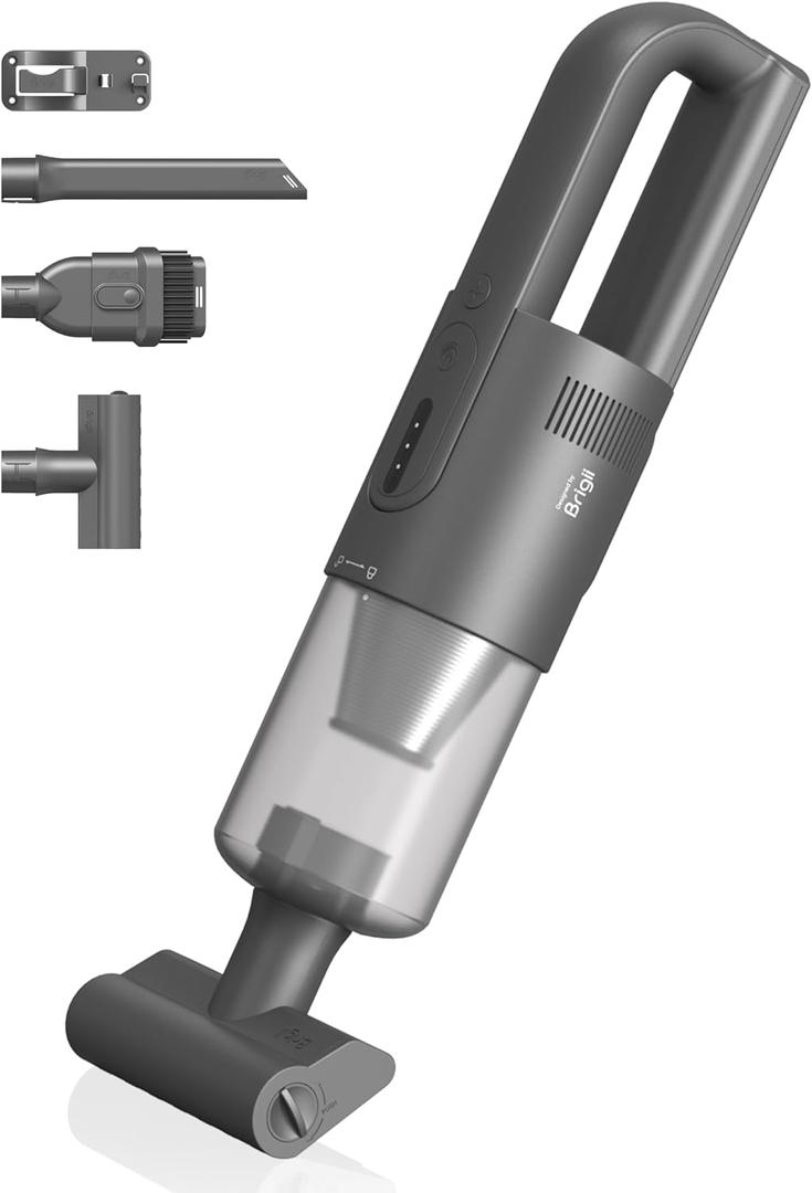 Brigii Pet Hair Vacuum with Anti-Tangle Hair Tool, Cordless Stairs Vacuum, 14KPa Handheld Vacuum with BRUSHLESS DC Motor, Triple Air Filtration System, USB-C Rechargeable H5-Wall Mount