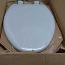 Mayfair Linden Slow Close Toilet Seat, Non Slip Heavy Duty Wood, Easy Install, Elongated, White