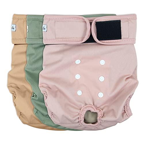 Grecle Washable Female Dog Diapers - Premium Reusable Diapers for Doggie in Heat - Highly Absorbent Dog Diapers Female for Pet Incontinence with Adjustable Snaps (Pink, M)