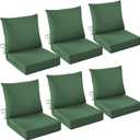 Outdoor Chair Cushions, 24 x 24 Inch Outdoor Cushion for Patio Furniture, Patio Chair Cushion, Waterproof & Fade Resistant Deep Patio Furniture Cushion Set with Handle and Ties, ForestGreen (Set of 6), 24*24+5.75/25*22.5