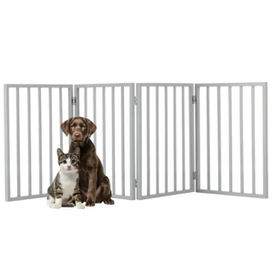 PETMAKER Pet Gate Dog Gate for Doorways, Stairs or House Freestanding, Folding, Accordion Style, Wooden Indoor Dog Fence (4 Panel, Gray)
