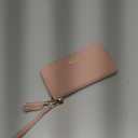 Travelambo Womens Wallet Tassel Bifold Ladies Cluth Wristlet Wrist strap Long Purse (Access Pink Champagne)