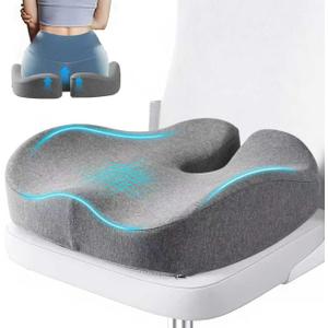 Seat Cushions for Office Chairs & Hip Pain Relief, Extra-Dense Coccyx Cushion with Sciatica Support, Ergonomic Design for Desk Chair, Car, Wheelchair, All-Day Comfort (Gray)