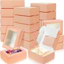 BadenBach 50 Pack Mini Rectangle Kraft Paper Boxes with Clear Windows,3.33" x 2.35" x 1.18",Tiny Small Homemade Soap Packaging Box Small Gift Boxes Bulk for Treat Candy Cookies Party Favors (Pink)
