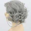 Topcosplay Old Lady Wig and Accessories 5pcs Set Granny Costume Wig Grandma wig Halloween Party Wigs (Grey)