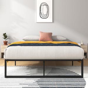 Zinus Lorelei 14 Inch Metal Platform Bed Frame, Steel Slat Support, No Box Spring Needed, Eco Friendly WonderBox(TM) Packaging, 12.4 Underbed Storage, Easy Assembly, Black, Queen