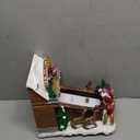 MOMENTS IN TIME Animated Santas Toy Shop Conveyor Belt Lighted Christmas Village Building with LED Lights, Music & Moving Sleigh Scene Plug-In Power Adapter Included