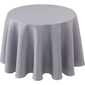 Biscaynebay Textured Fabric Round Tablecloths 70", Silver Grey Water Resistant Table Cloth Circle Folding Table Covers for Dining, Kitchen, Wedding, Parties etc Machine Washable