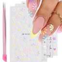 Flower Nail Art Stickers - 5D Embossed, Spring/Summer Daisy Designs, Self-Adhesive Decals for Women's Nail DIY Decoration (Colorful-01)