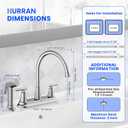 HURRAN 2-Handle Kitchen Faucet with Pull-Out Side Sprayer, 8 Inch High Arch Stainless Steel 360Rotating Kitchen Sink Faucet, 4 Hole Faucet for Kitchen Bar Rv Camper, Nickel