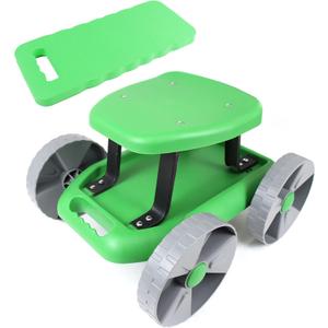 Garden Stool with Wheels, Lightweight Garden Scooter Rolling Seat Cart with Tool Tray and Foam Kneeler Pad for Gardening Work Supplies Garden Stool with Wheels, Lightweight Garden Scooter Rolling Seat Cart with Tool Tray and Foam Kneeler Pad for Gardening Work Supplies