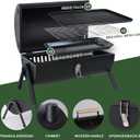 Portable Charcoal Grill Barbecue Grill Folding Set Double Sided +Barbecue Pan Net+6PCS Tools for Outdoor Camping BBQ Grilling Backyard Party Cooking Chimney Tabletop Grill & Grilling Black