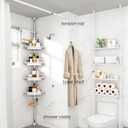 ALLZONE Corner Shower Caddy Tension Pole, Extendable Rustproof Stainless Steel Pole & 4-Tier Adjustable Shelves for Easy Drainage and Built-to-Last Stability, 34 to 116 Inches, White