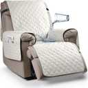 Ruaozz 100% Waterproof Recliner Chair Cover Non-Slip Reclining Cover for Recliner Chair Washable Chair Seat Cover with Elastic Straps for Kids, Dogs, Pets (Beige, 23'')