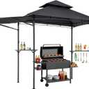 VEVOR Grill Gazebo, 11x5 ft BBQ Gazebo with Extra Awning, Double-Tiered Outdoor Grill Shelter, Thickened Support Legs, Powder-Coated Steel Grilling Canopy with Side Shelves, Bottle Opener & Hooks