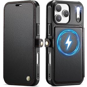 for iPhone 17 Pro Case Wallet Compatible with Magsafe, Black