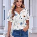 Zeagoo Womens Summer Tops Casual Short Sleeve V Neck Shirts Business Dressy Work Blouses (White, L)