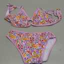 Tainehs Women's Two Piece Bikini Sets O Ring Front Top Ditsy Floral Triangle Swimsuits Cheeky Bathing Suit, Size Medium, Floral Pink
