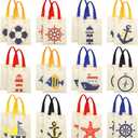 Kacctyen 24 Pcs Nautical Gift Bags Nautical Theme Party Favors Non Woven Fabric Anchor Reusable Shopping Beach Favor Tote Bags for Birthday Party Supplies, 8.5 x 8 Inch