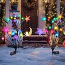 TAKE ME Solar Firefly Lights Outdoor Moon Star Sun Projection Stake Lights - Waterproof Solar Powered Garden Lights for Pathway, Yard, Patio Decor Color Changing