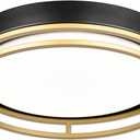 12.5 Inch LED Flush Mount Ceiling Light Fixture, 26W, Super Bright 1700 Lumens, 3 Color 3000K/4000K/5000K, Dimmable Ceiling Lamp for Bedroom Hallway Bathroom Kitchen Laundry (Black Gold)