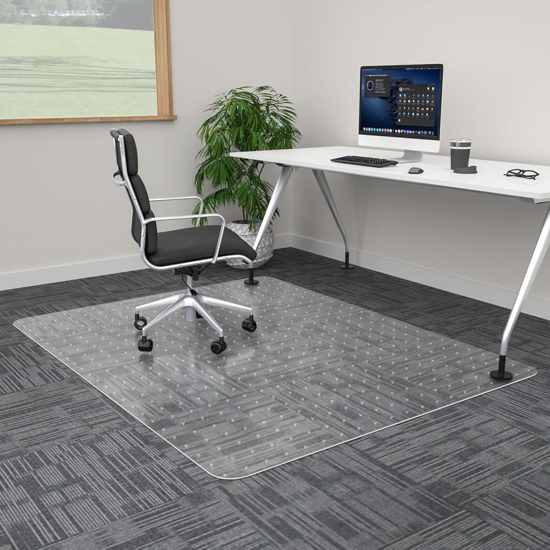 Extra Large Office Chair Mat for Carpet, 46" x 60" Clear Desk Chair Mat for Low Pile Carpeted Floors- Easy Glide Plastic Floor Mat for Office Chair on Carpet