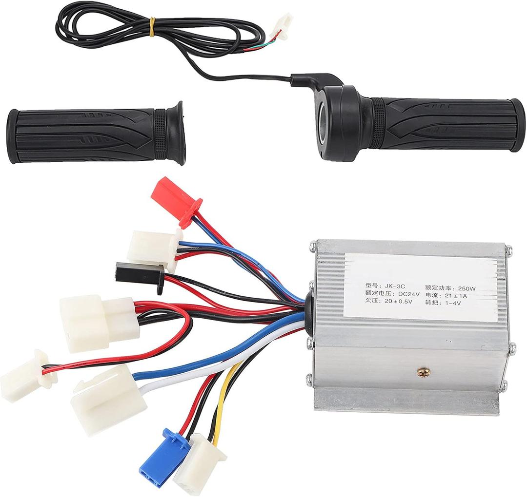 24V 250W Thumb Throttle Grip and Brush Controller, Motor Speed Controller, Universal Universal Thumb Throttle Grip Set Accessory for Electric Bike