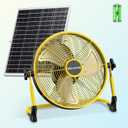 14'' Portable Solar Powered Floor Fan, Cordless Camping Fan Outdoor, Long Lasting Rechargeable Battery Operated Fan, 360 Tilt, USB Output, Wireless, for Home Gazebo Greenhouse Outside Gym