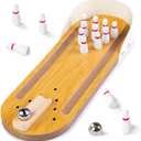 3 otters Mini Bowling Game Set for Kids & Adults, Indoor Wooden Tabletop Bowling Game Board Games for Multiple Players, Desk Toys Gag Gifts, Shooting Games for Office Stress Relief
